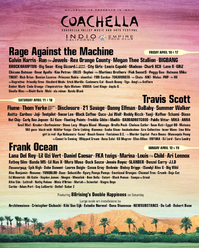 Here Is The Full Line Up For Coachella 2020